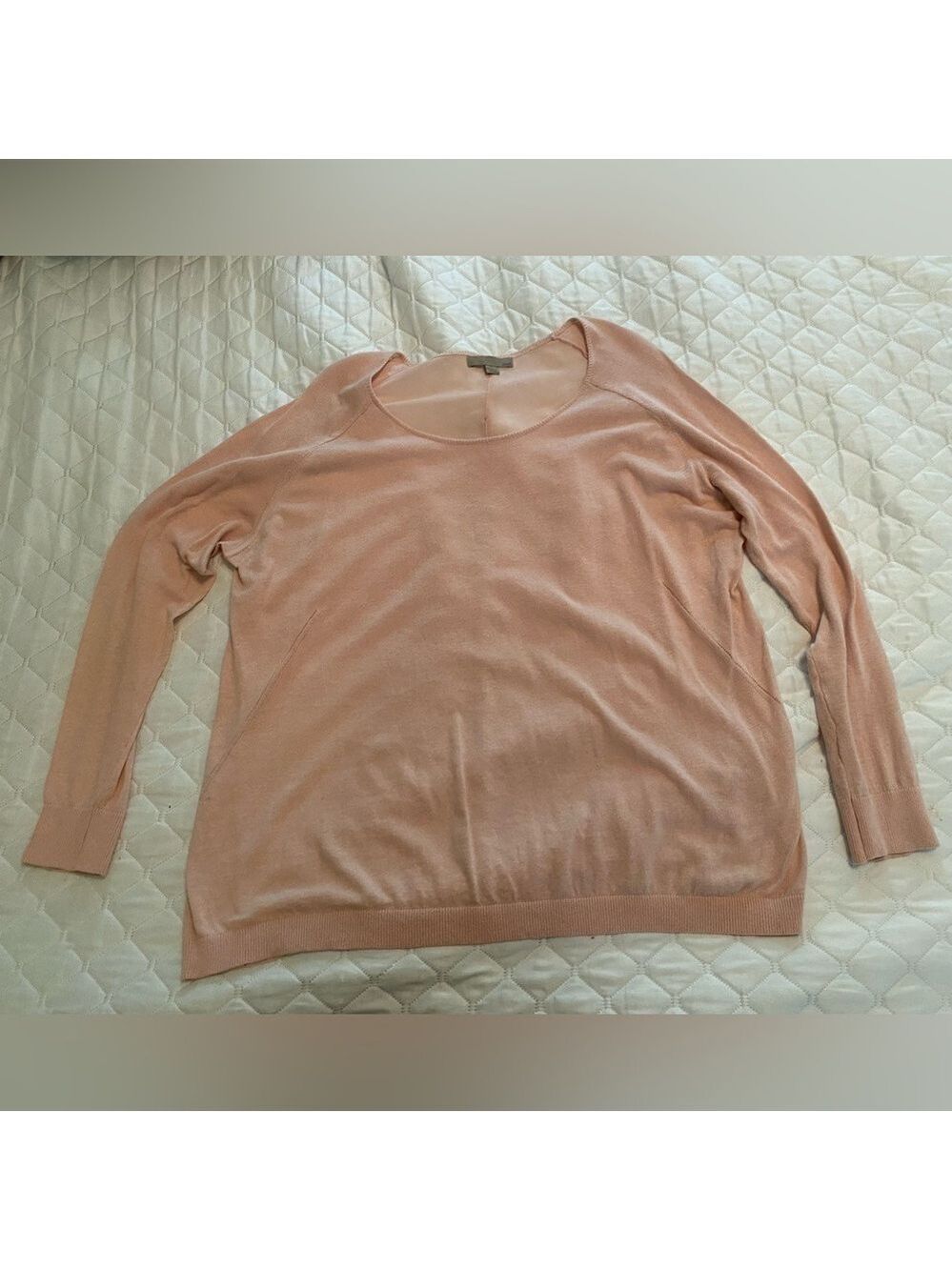 ✨ ONE A Light Pink Shaker Knit Pullover Sweater with Sheer Back ✨